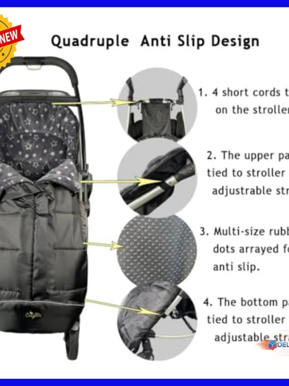 Insulated Stroller Footmuff, Water Repellent Bunting Bag, Universal Fit